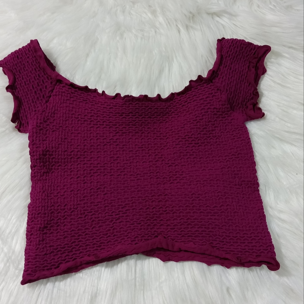 NEW Intimately Free People Magenta Pink Off Shoulder Crop Top Size XS/S